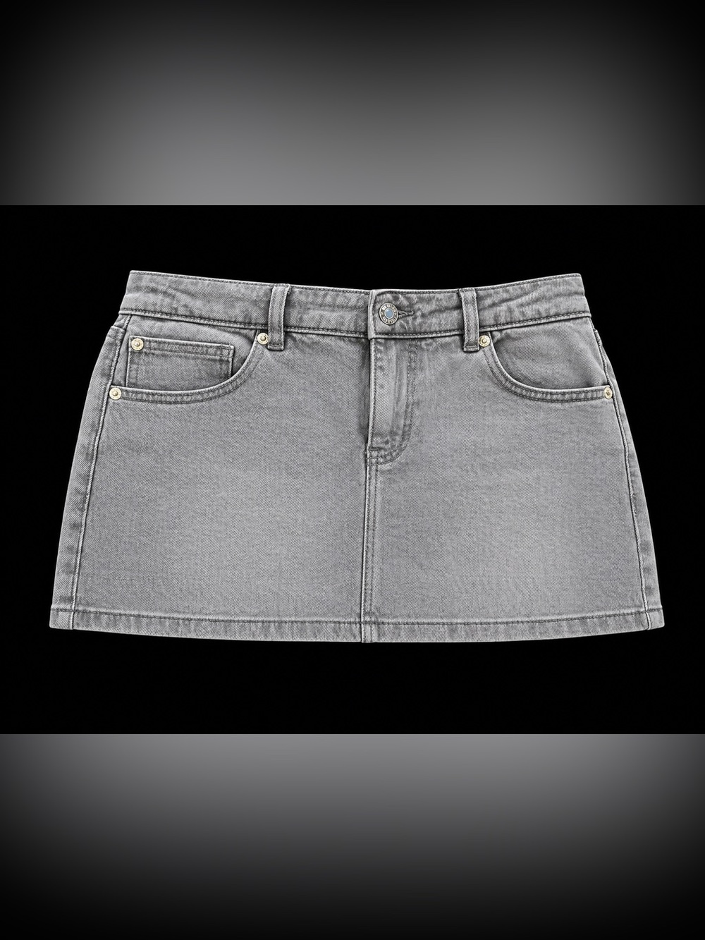 Charcoal Grey Denim Mini Skirt – Casual Low Rise